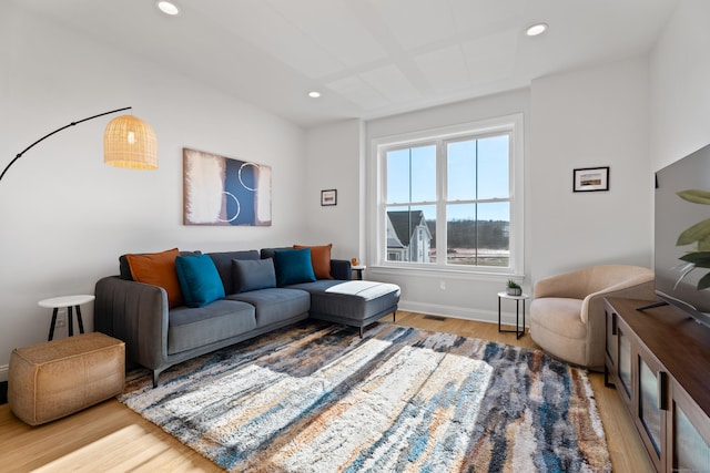 129 Shea Cir Unit 129, Cheshire, CT 06410 - living area featuring light wood finished floors, recessed lighting, and baseboards