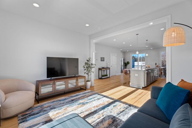 129 Shea Cir Unit 129, Cheshire, CT 06410 - living area with light wood-style floors, recessed lighting, and baseboards