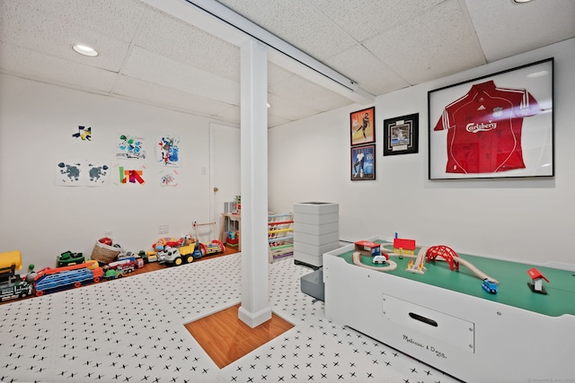 161 Crestwood Rd, Fairfield, CT 06824 - recreation room featuring a paneled ceiling and recessed lighting