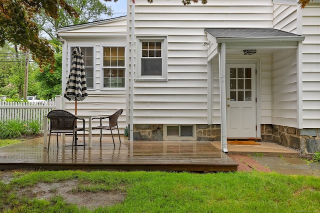 161 Crestwood Rd, Fairfield, CT 06824 - view of exterior entry featuring a wooden deck