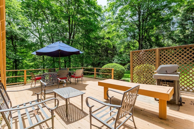 21 Forest Rd, Weston, CT 06883 - deck with view of wooded area and grilling area