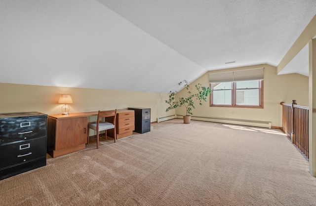 31 S Meadow Ln, Enfield, CT 06082 - unfurnished office with a baseboard heating unit, carpet floors, vaulted ceiling, and baseboards