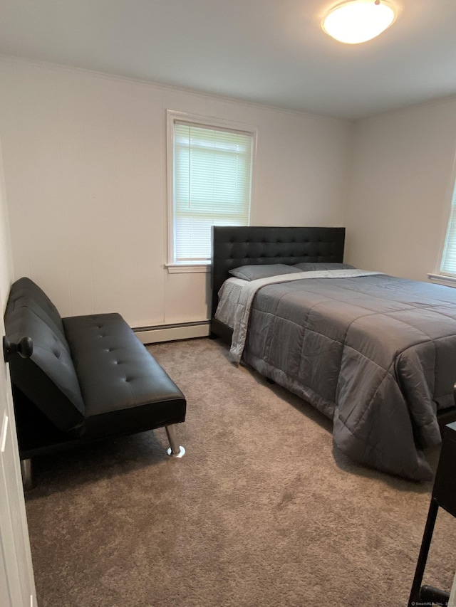455 Middletown Ave, Wethersfield, CT 06109 - carpeted bedroom featuring a baseboard heating unit and multiple windows