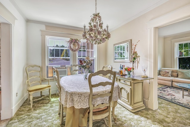 15 Dartley St, Stamford, CT 06905 - dining space featuring light colored carpet, crown molding, and cooling unit