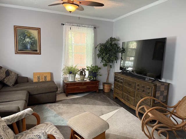 39 Swain Ave, Meriden, CT 06450 - living area with ceiling fan, crown molding, and baseboards