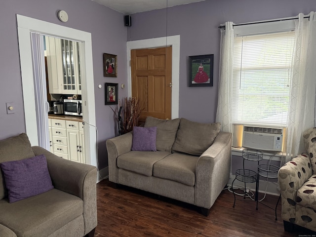 39 Swain Ave, Meriden, CT 06450 - living room with dark wood-type flooring and cooling unit