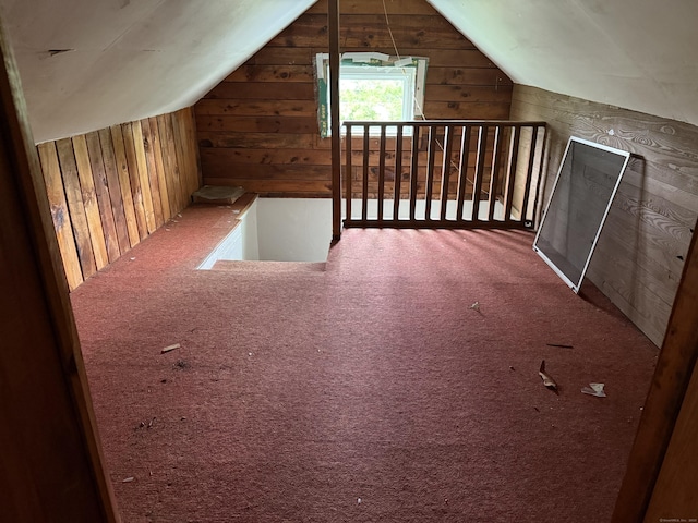 39 Swain Ave, Meriden, CT 06450 - additional living space featuring wood walls, lofted ceiling, and carpet flooring