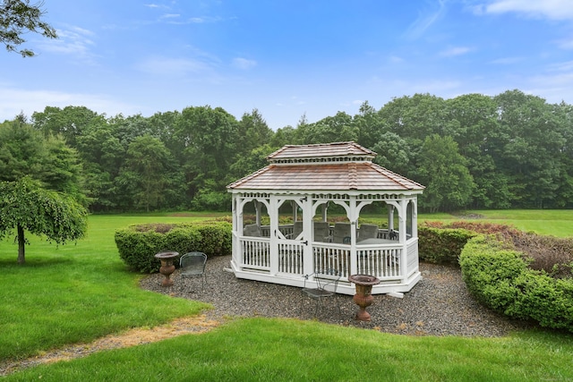 2 Turtle Spring Ln Unit 2, Newtown, CT 06470 - view of green lawn with a gazebo and a wooded view