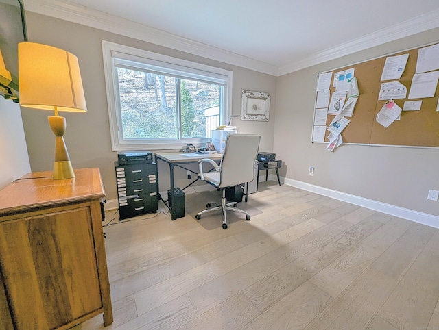 1036 Heritage Vlg Unit A, Southbury, CT 06488 - office area with light wood finished floors, ornamental molding, and baseboards
