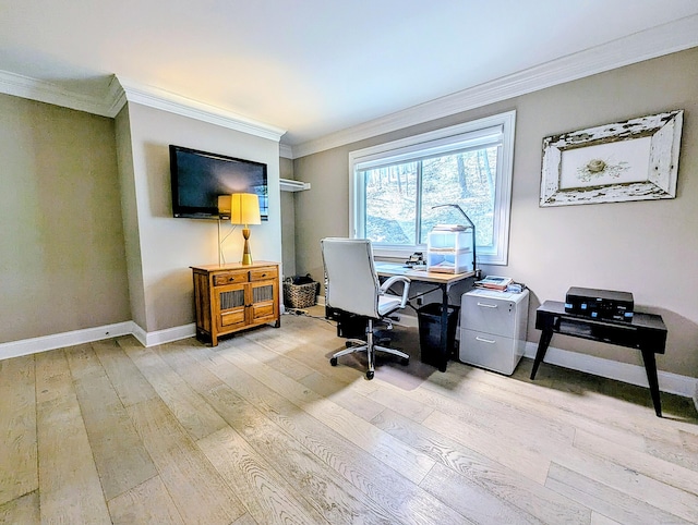 1036 Heritage Vlg Unit A, Southbury, CT 06488 - office with crown molding, light wood-style floors, and baseboards