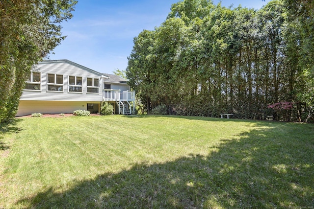 205 Ocean View Ave, Groton, CT 06355 - view of green lawn featuring stairway and a deck