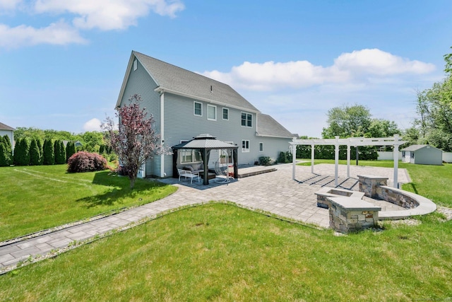 15 Lafountain Rd, Suffield, CT 06078 - back of house with a patio, a gazebo, a pergola, a yard, and a shingled roof