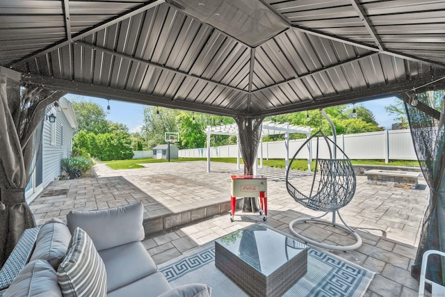 15 Lafountain Rd, Suffield, CT 06078 - fenced backyard featuring a patio, outdoor lounge area, and a pergola