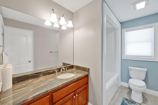 15 Lafountain Rd, Suffield, CT 06078 - bathroom with vanity, toilet, baseboards, tile patterned flooring, and  shower combination