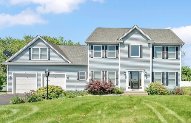 15 Lafountain Rd, Suffield, CT 06078 - colonial house with driveway, a front yard, and a shingled roof
