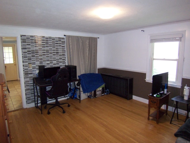 28 Terrace Ave, East Hartford, CT 06108 - office with wood finished floors, plenty of natural light, and radiator heating unit
