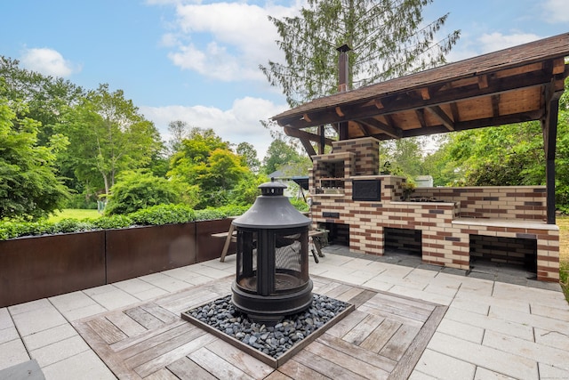 9 Purdum Rd, New Fairfield, CT 06812 - view of patio / terrace with a fireplace, a fire pit, and a gazebo