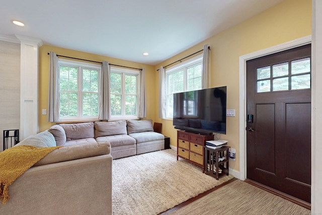 9 Purdum Rd, New Fairfield, CT 06812 - carpeted living area featuring healthy amount of natural light, baseboards, and recessed lighting