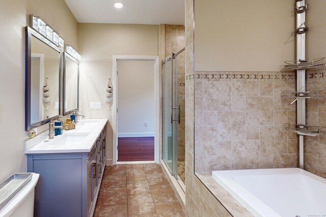 9 Purdum Rd, New Fairfield, CT 06812 - full bath with a garden tub, double vanity, a shower stall, recessed lighting, and toilet