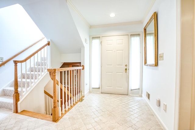 510 W Lyon Farm Dr Unit 510, Greenwich, CT 06831 - foyer entrance with plenty of natural light, baseboards, and crown molding