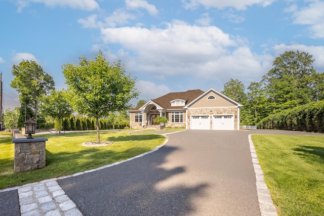 125 Stadley Rough Rd, Danbury, CT 06811 - view of front of property featuring stone siding, an attached garage, driveway, and a front yard