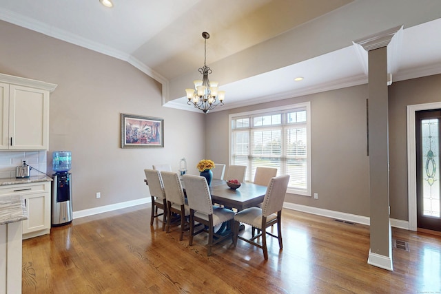 125 Stadley Rough Rd, Danbury, CT 06811 - dining room with ornamental molding, wood finished floors, baseboards, a chandelier, and recessed lighting