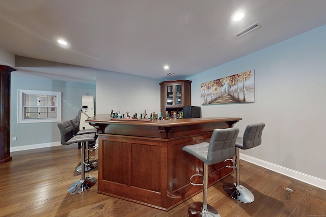 125 Stadley Rough Rd, Danbury, CT 06811 - indoor dry bar with baseboards, dark wood-style flooring, and recessed lighting
