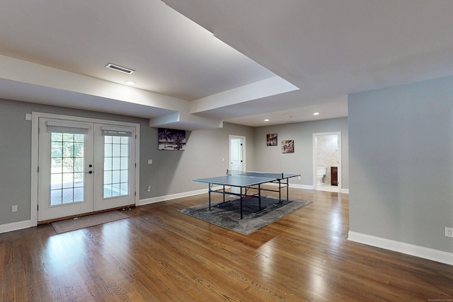 125 Stadley Rough Rd, Danbury, CT 06811 - game room with baseboards, french doors, wood finished floors, and recessed lighting