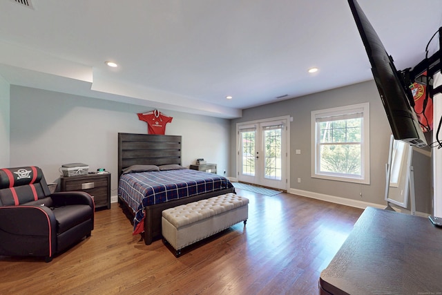 125 Stadley Rough Rd, Danbury, CT 06811 - bedroom with access to outside, wood finished floors, baseboards, recessed lighting, and french doors