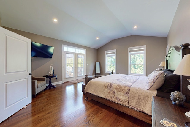 125 Stadley Rough Rd, Danbury, CT 06811 - bedroom featuring access to exterior, wood finished floors, vaulted ceiling, recessed lighting, and baseboards