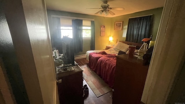 40 Batt St, Middletown, CT 06457 - bedroom with wood finished floors, baseboard heating, and a ceiling fan