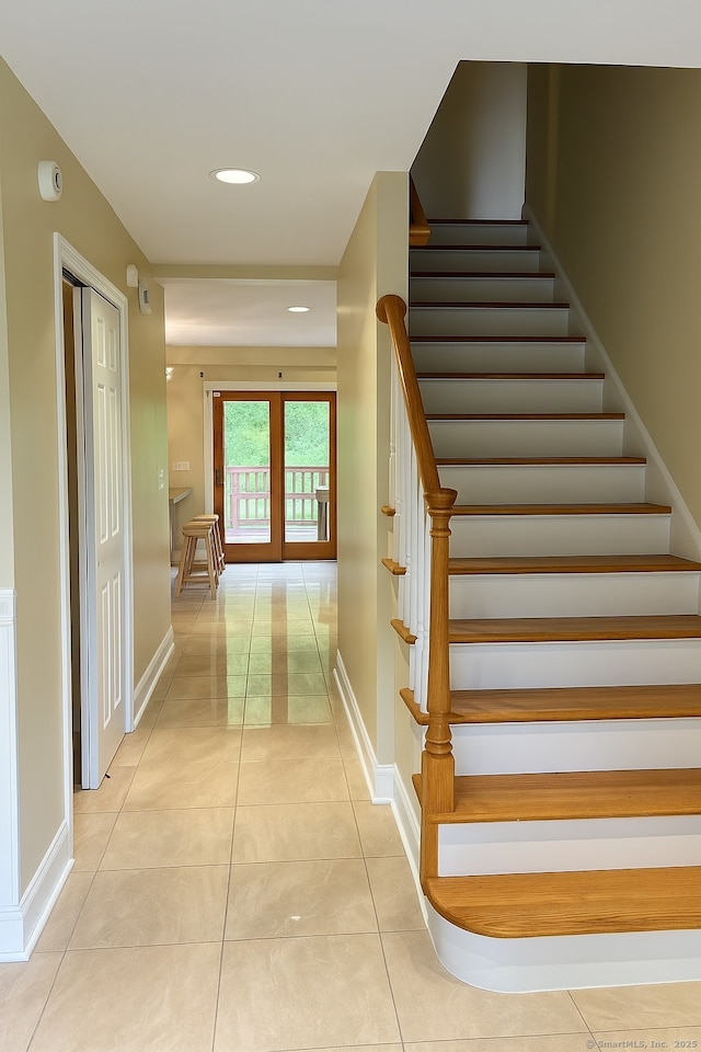 10 Secor Rd, Brookfield, CT 06804 - stairs with tile patterned floors, recessed lighting, and baseboards