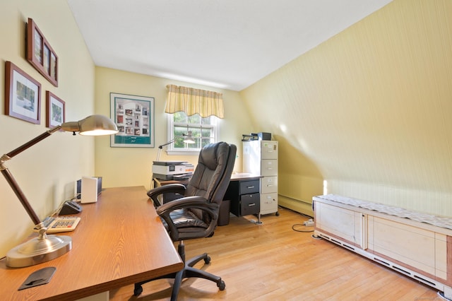 12 Whispering Rod Rd, Farmington, CT 06085 - office area featuring light wood finished floors and a baseboard heating unit
