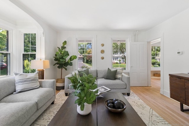 8 Washington Ave, Westport, CT 06880 - living area featuring light wood-style flooring and arched walkways