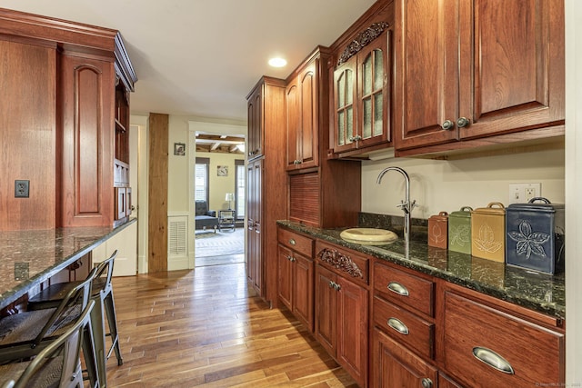61 Baldwin Brook Rd, Canterbury, CT 06331 - bar with light wood-type flooring, a sink, and recessed lighting