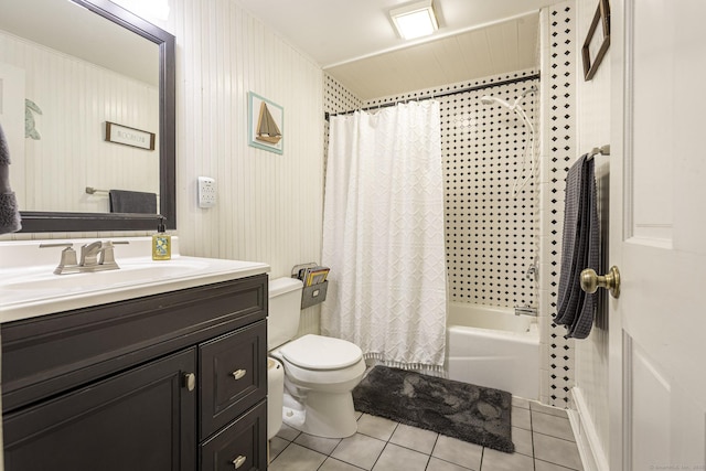 61 Baldwin Brook Rd, Canterbury, CT 06331 - bathroom with tile patterned floors, vanity, toilet, and shower / bath combination with curtain