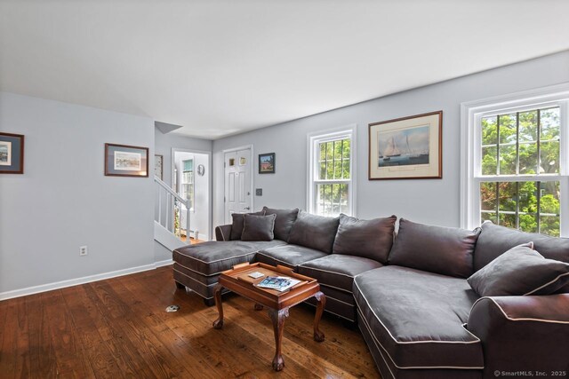 3 Colonial Dr, Clinton, CT 06413 - living area featuring dark wood-style flooring and baseboards