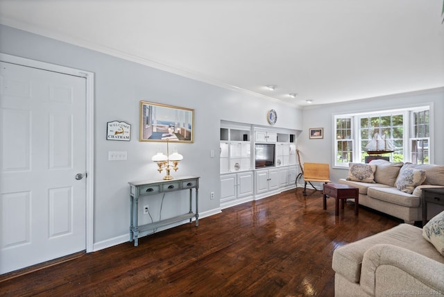 3 Colonial Dr, Clinton, CT 06413 - living room with dark wood finished floors and crown molding