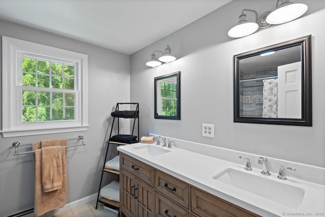 3 Colonial Dr, Clinton, CT 06413 - full bath featuring double vanity and tile patterned floors