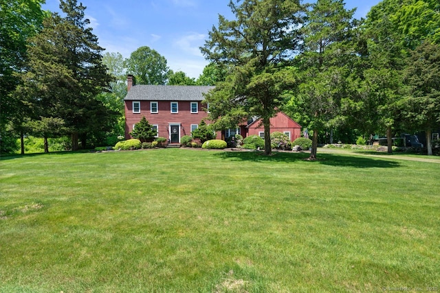 3 Colonial Dr, Clinton, CT 06413 - view of front of property with a chimney and a front yard