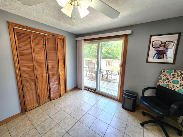 148 Millbrook Rd, Meriden, CT 06450 - office space featuring a textured ceiling, a ceiling fan, light tile patterned flooring, and baseboards