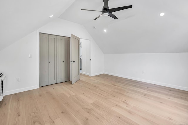189 Tashua Rd, Trumbull, CT 06611 - additional living space featuring a ceiling fan, lofted ceiling, light wood finished floors, and recessed lighting