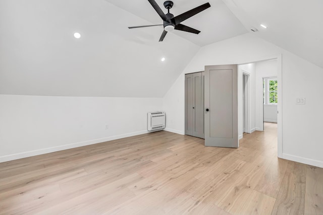 189 Tashua Rd, Trumbull, CT 06611 - bonus room featuring lofted ceiling, heating unit, a ceiling fan, light wood-style floors, and recessed lighting
