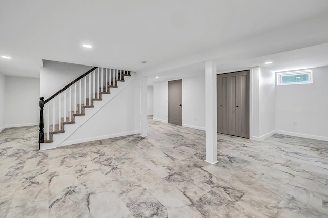 189 Tashua Rd, Trumbull, CT 06611 - below grade area with recessed lighting and stairway
