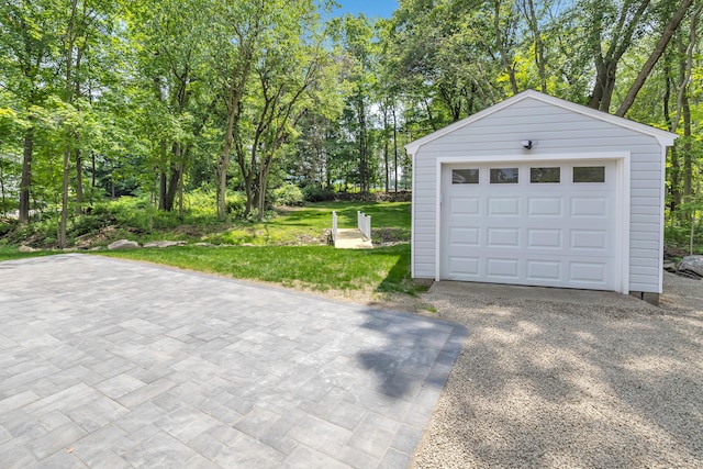 189 Tashua Rd, Trumbull, CT 06611 - detached garage with view of scattered trees and driveway