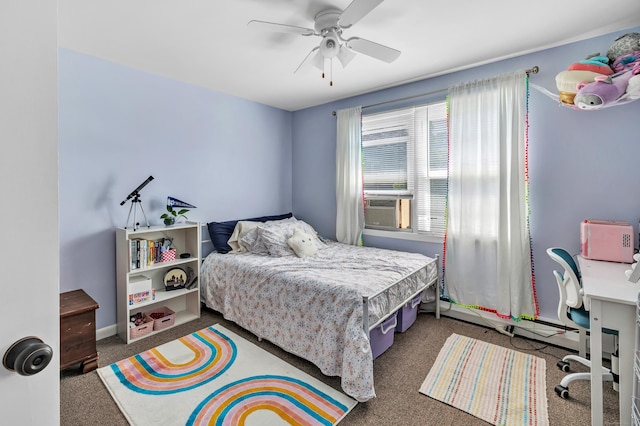 55 Osborne St, Stratford, CT 06614 - carpeted bedroom with cooling unit, a desk, and a ceiling fan