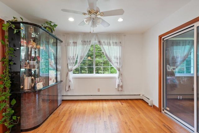 41 Alpine Rd, Monroe, CT 06468 - empty room featuring light wood-style floors, a ceiling fan, baseboard heating, recessed lighting, and baseboards