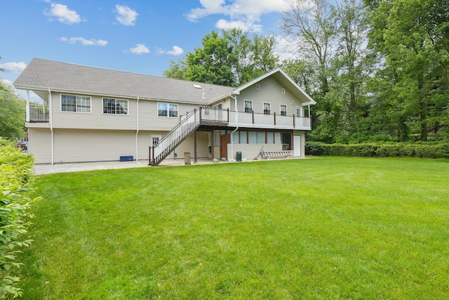 41 Alpine Rd, Monroe, CT 06468 - rear view of property featuring stairway, a deck, a yard, and a patio area