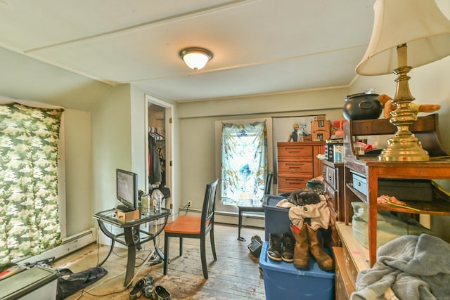 96 Water St, Killingly, CT 06239 - dining room with hardwood / wood-style flooring and vaulted ceiling
