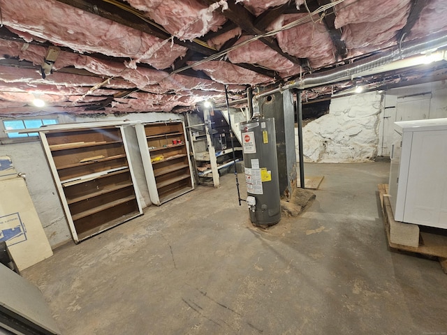 216 Bunker Hill Ave, Waterbury, CT 06708 - unfinished basement with water heater and washer / clothes dryer